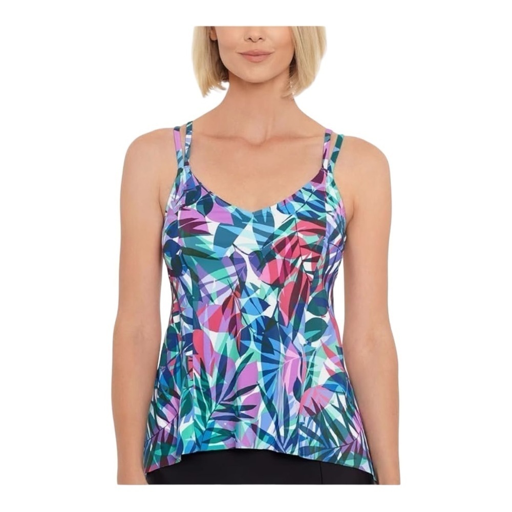 Swim Solutions Princess-Seamed High-Low Tankini Top NWT